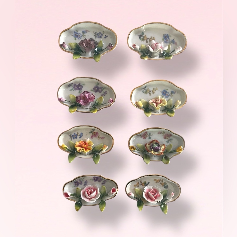 Germany Floral Porcelain Place Card Holders